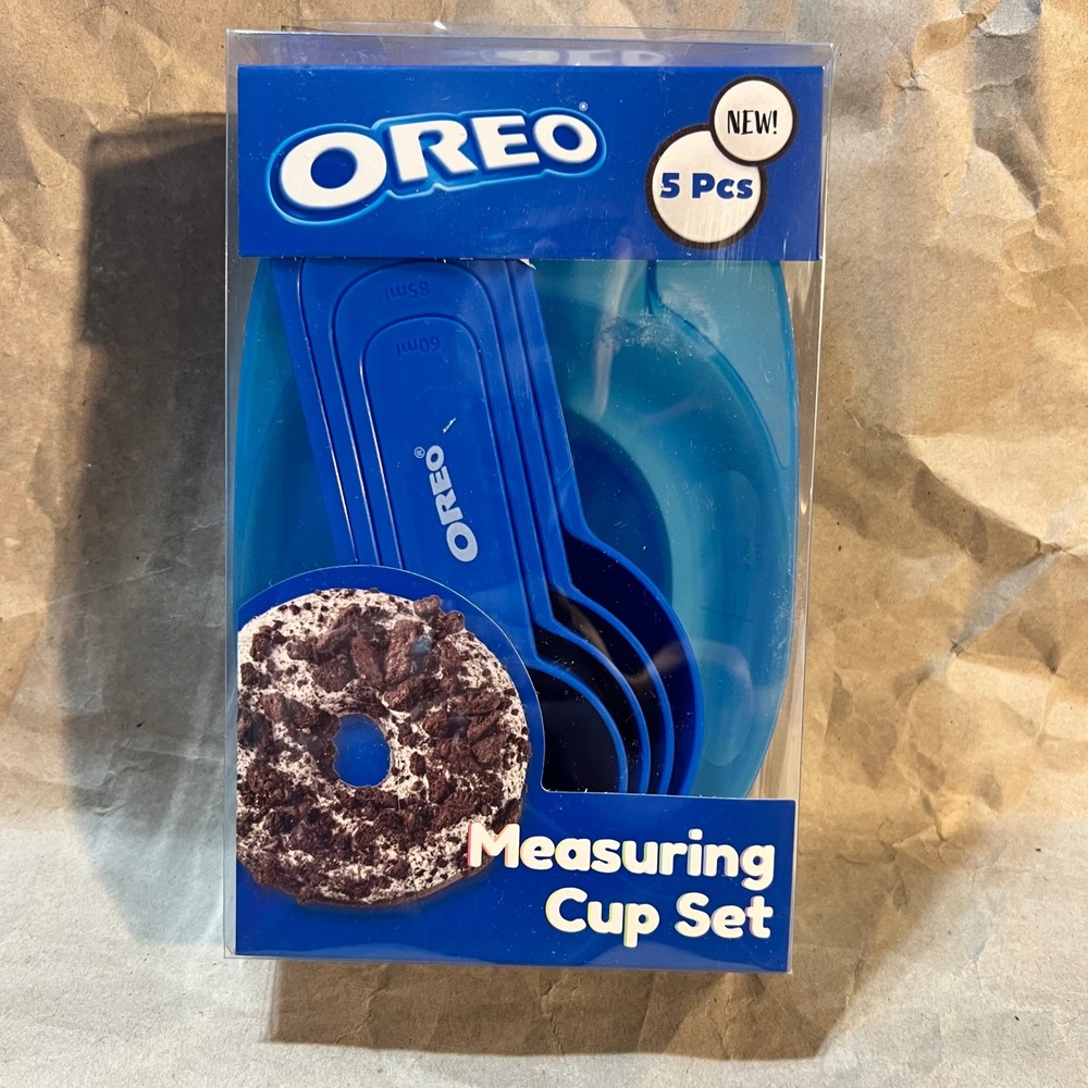 Oreo 5 Piece Measuring Cup Set Blue Nesting Kitchen Baking Tools New